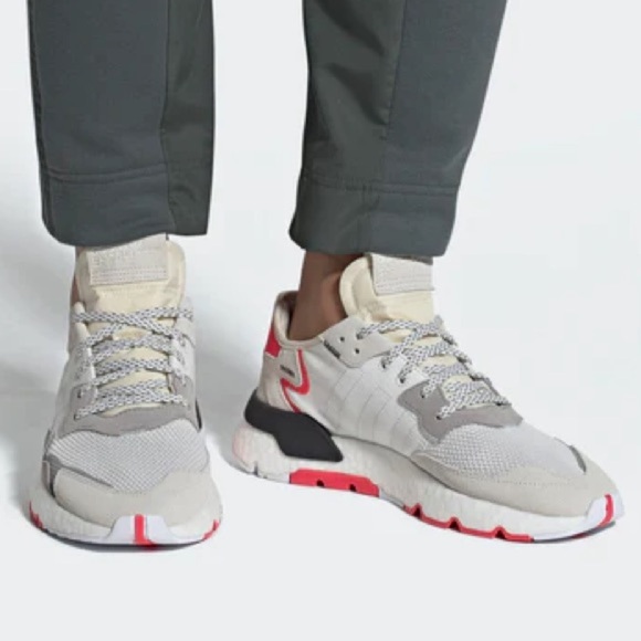 Adidas Nite Jogger Sneaker Men’s Size 8 White / Shock Red F34123 - Picture 13 of 13